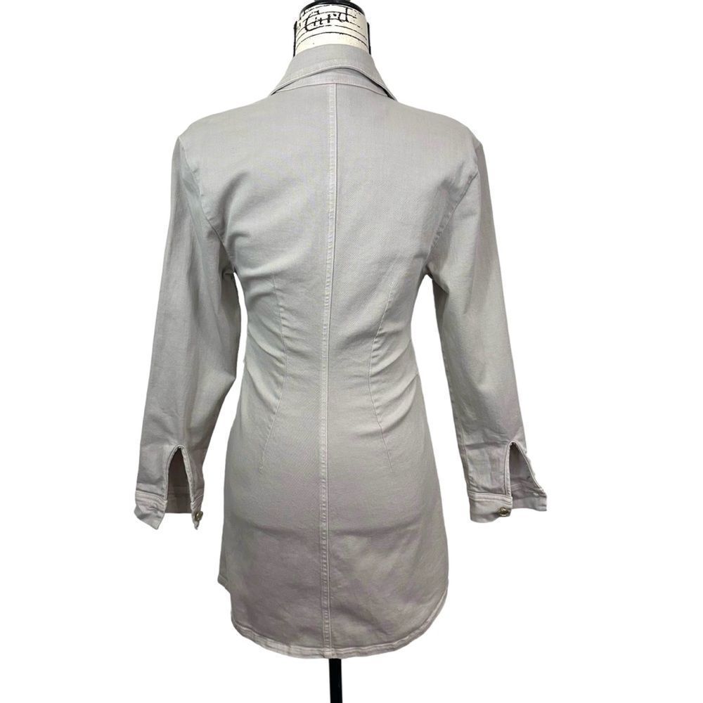 NWT Le‎ Jean Eliza Denim Taupe Mini Shirt Dress, XS - Picture 5 of 13